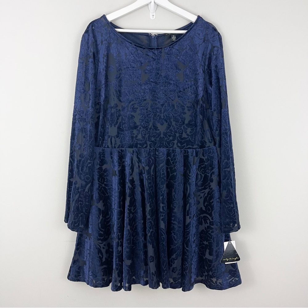 City Triangles Long Sleeve Brocade Burnout Velvet Flare Skirt Dress Whimsigoth